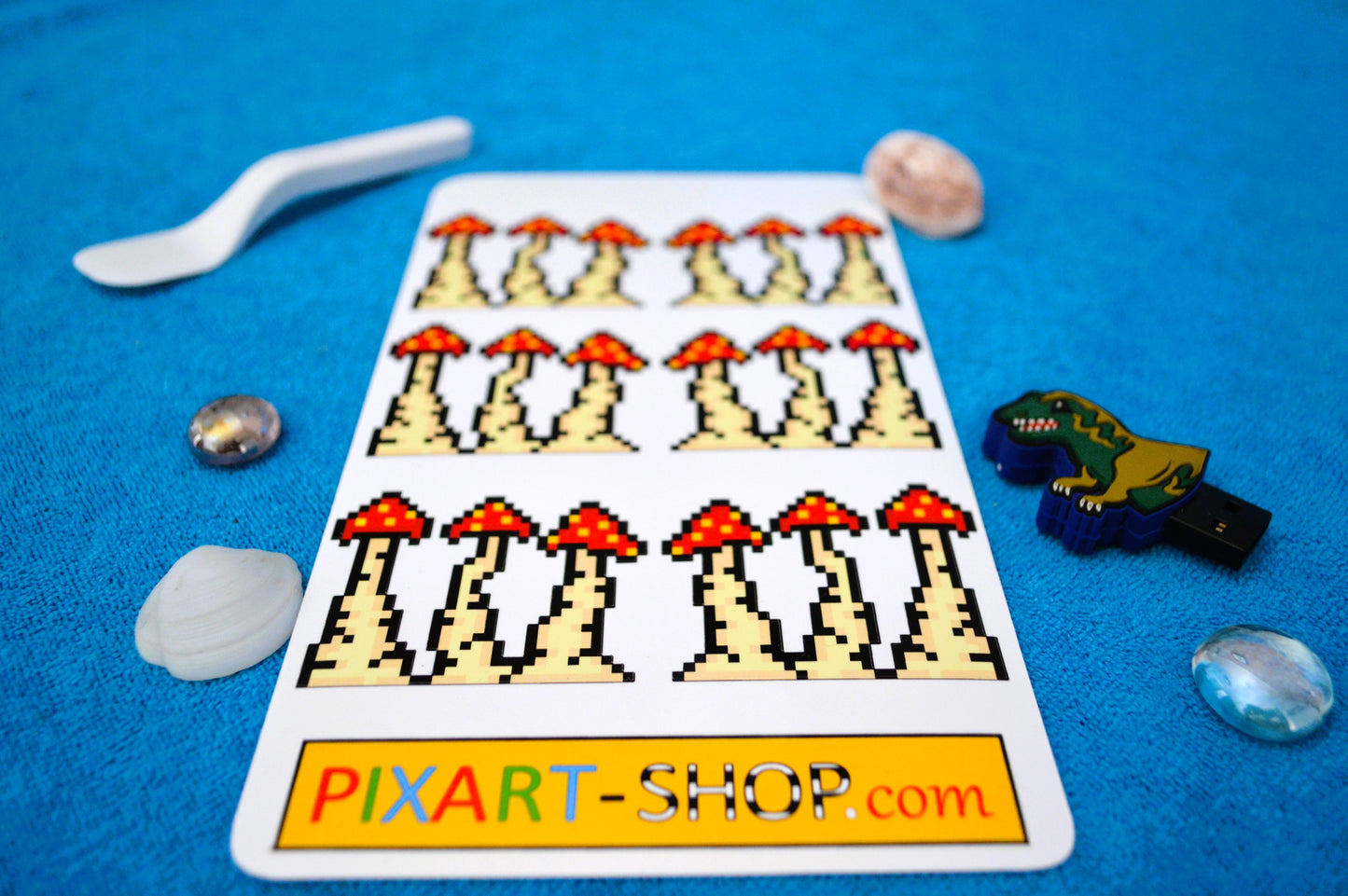 6 Pixel Art stickers “MUSHROOMS” 