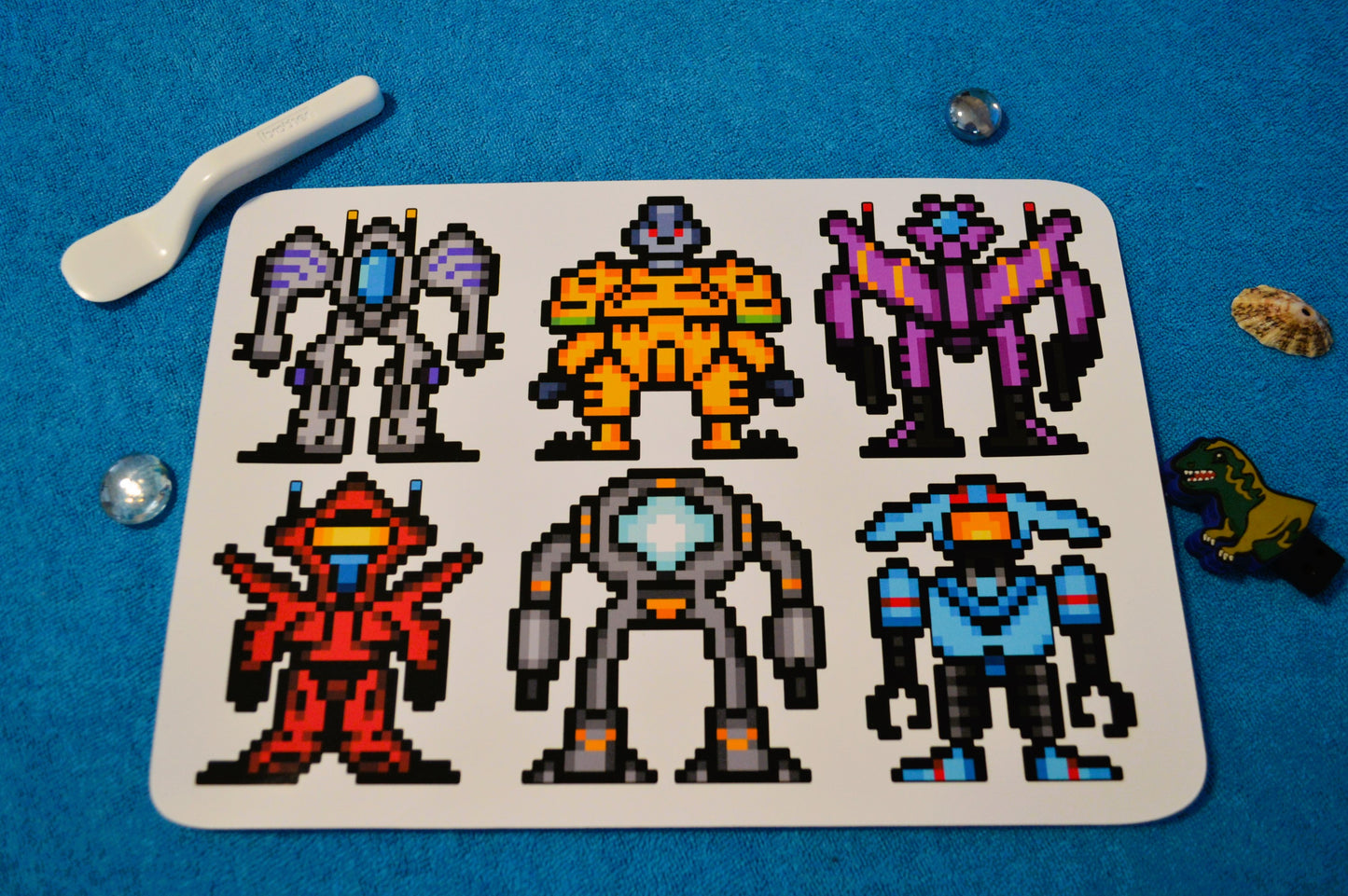 6 Pixel Art stickers "MECHAS" 