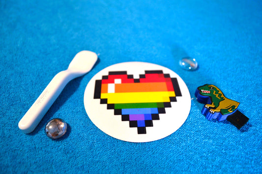 Pixel Art Stickers "HEARTS" - L (8x8cm) / Rainbow