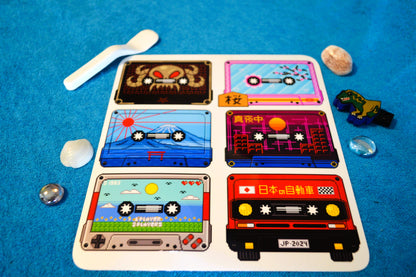 6 Stickers Pixel Art "80'S CASSETTE TAPES"-Small